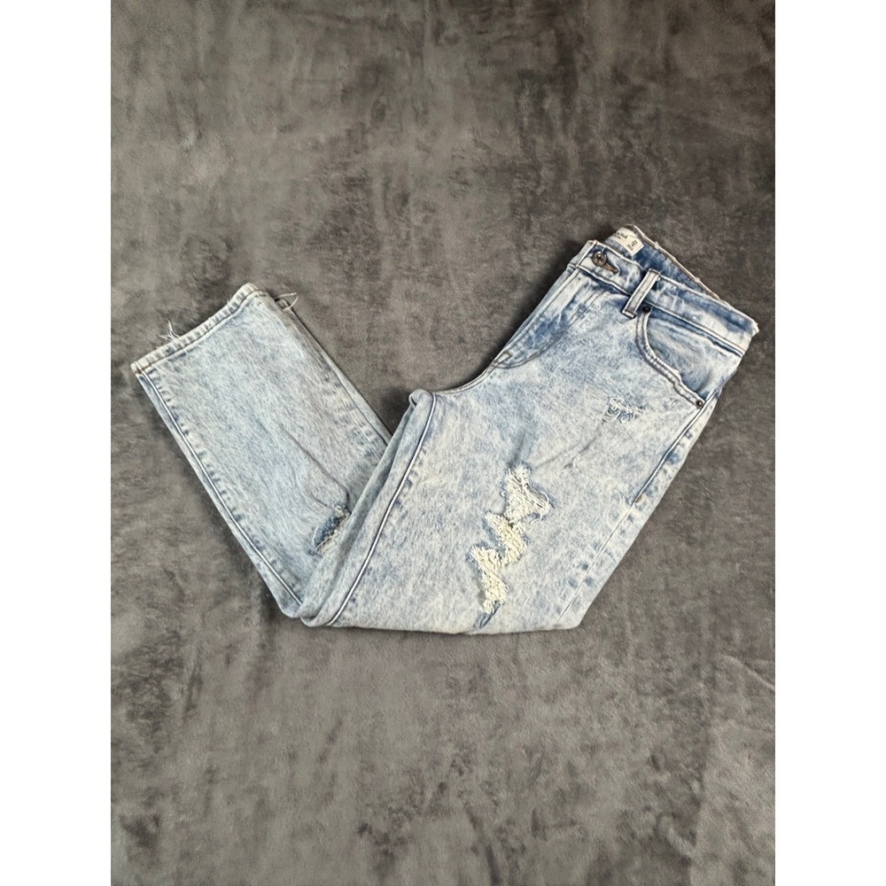Abercrombie & Fitch The Boyfriend Mid Rise Distressed Acid Wash Jeans 27/4 Light
